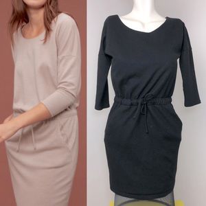 Aritzia Black Wool Tie-Waist Mini Dress Size XS